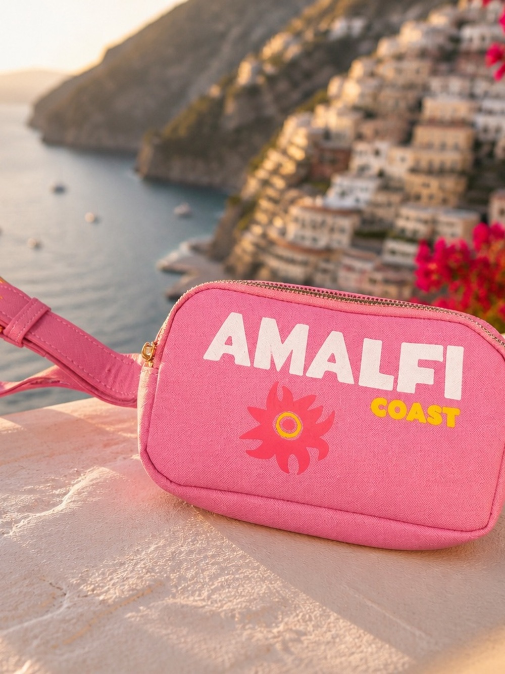 Amalfi Pink Coast Logo Crossbody Pouch
